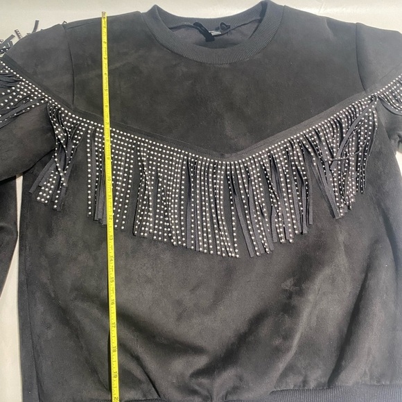 Black Studded Fringe Pullover - Picture 6 of 9
